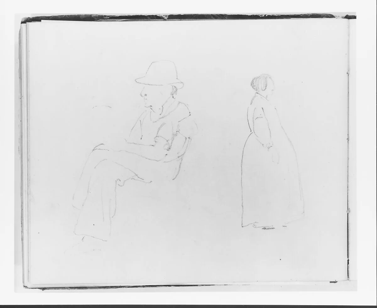 Seated Man; Standing Woman (from Sketchbook) — Francis William Edmonds