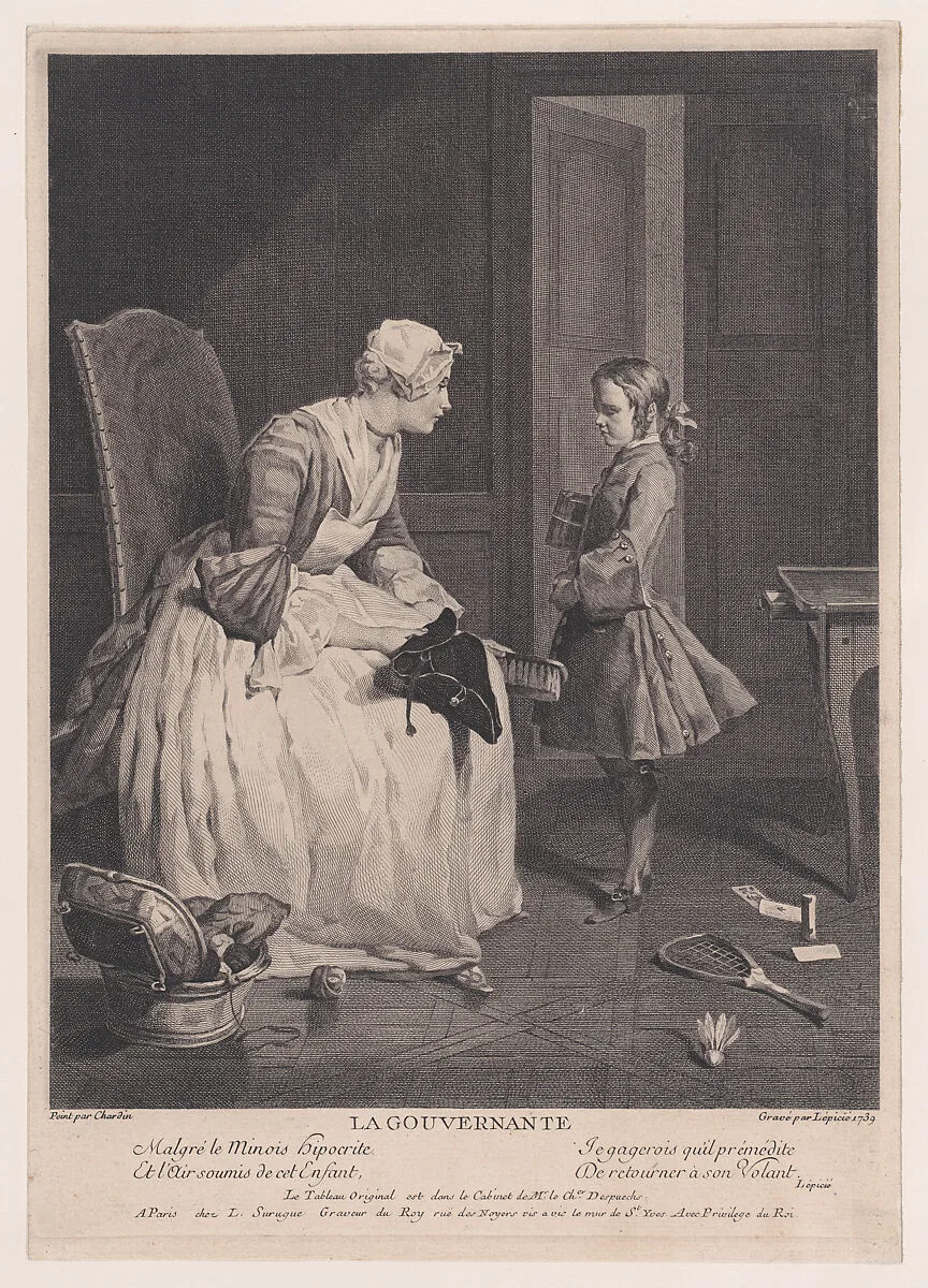 The Governess — Jean Siméon Chardin|Louis Surugue|Bernard Lepicié