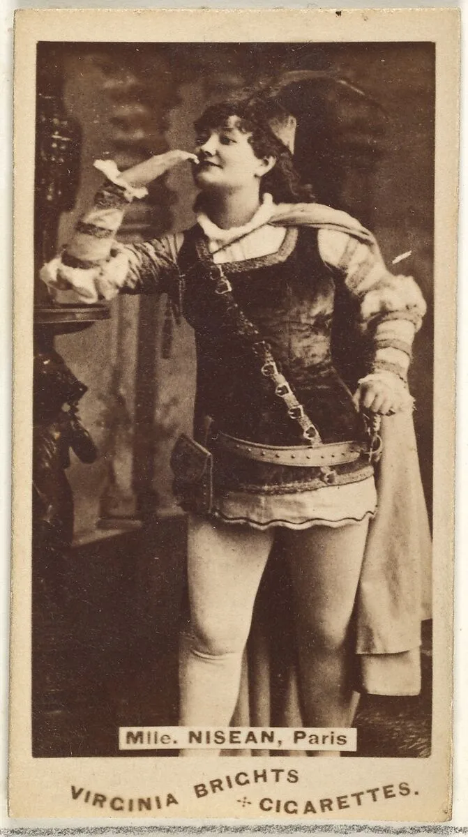 Mlle. Nisean, Paris, from the Actors and Actresses series (N45, Type 1) for Virginia Brights Cigarettes — Allen & Ginter