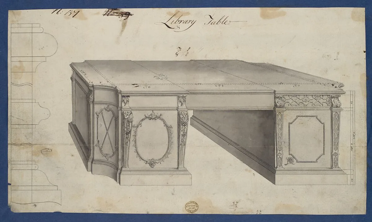 Library Table, from Chippendale Drawings, Vol. II — Thomas Chippendale