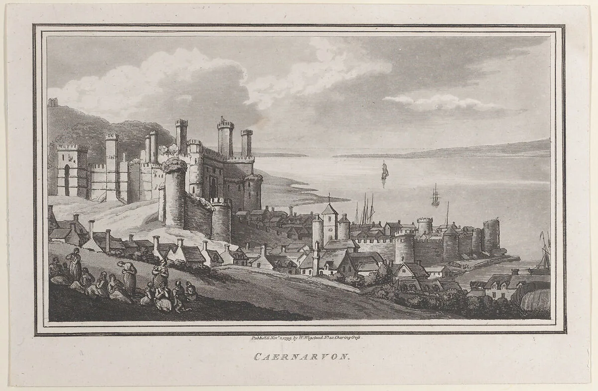 Caernarvon, from "Remarks on a Tour to North and South Wales, in the year 1797" — John Hill|Thomas Rowlandson|Henry Wigstead|W. Wigstead