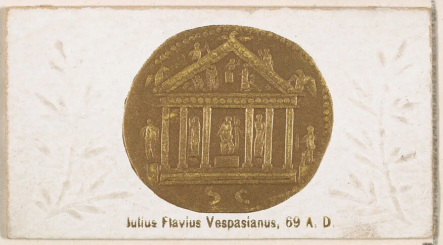 Julius Flavius Vespasianus, 69 A.D., from the Ancient Coins series (N180) issued by Wm. S. Kimball & Co. — William S. Kimball & Company