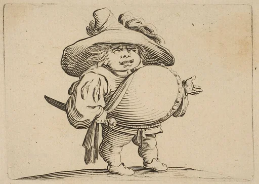 L'Homme au Gros Ventre Orné d'une Rangée de Boutons (Man with a Large Belly Decorated with a Row of Buttons), from Varie Figure Gobbi, suite appelée aussi Les Bossus, Les Pygmées, Les Nains Grotesques (Various Hunchbacked Figures, The Hunchbacks, The Pygmes, The Grotesque Dwarfs)