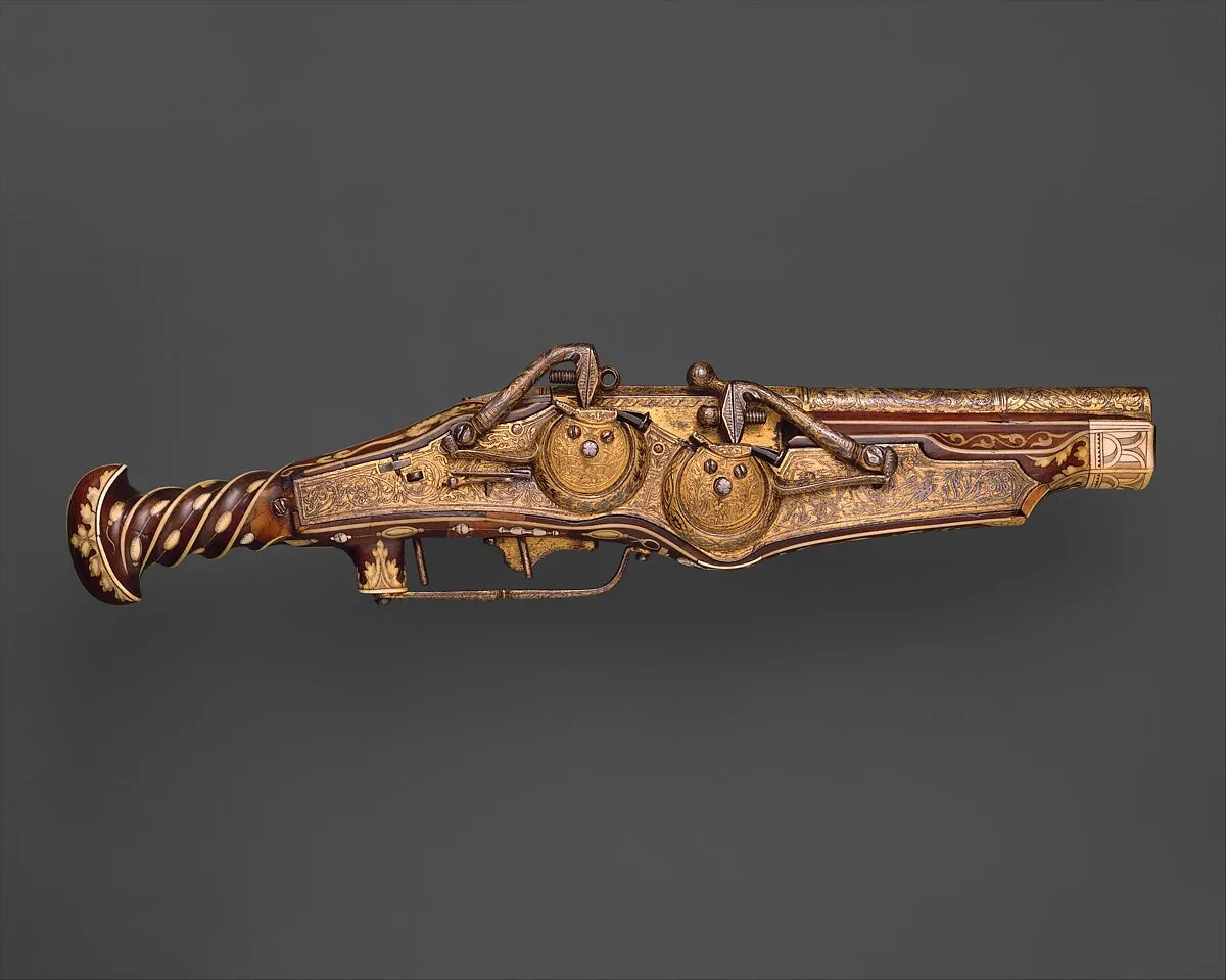 Double-Barreled Wheellock Pistol Made for Emperor Charles V (reigned 1519–56) — Ambrosius Gemlich|Peter Peck