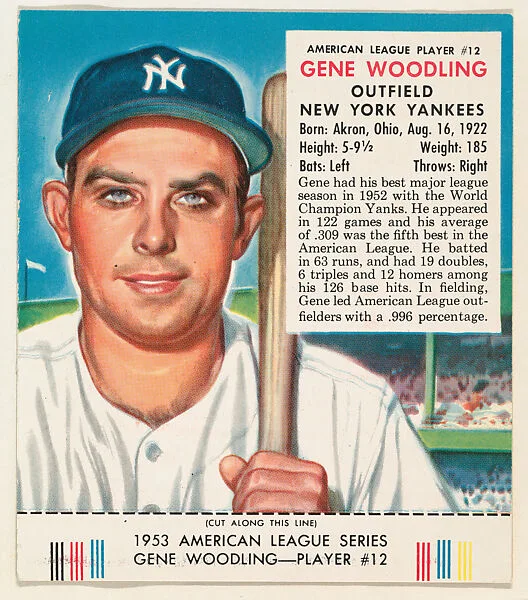 Gene Woodling, from the Red Man All-Star Team series (T233), issued by Red Man Chewing Tobacco — Red Man Chewing Tobacco