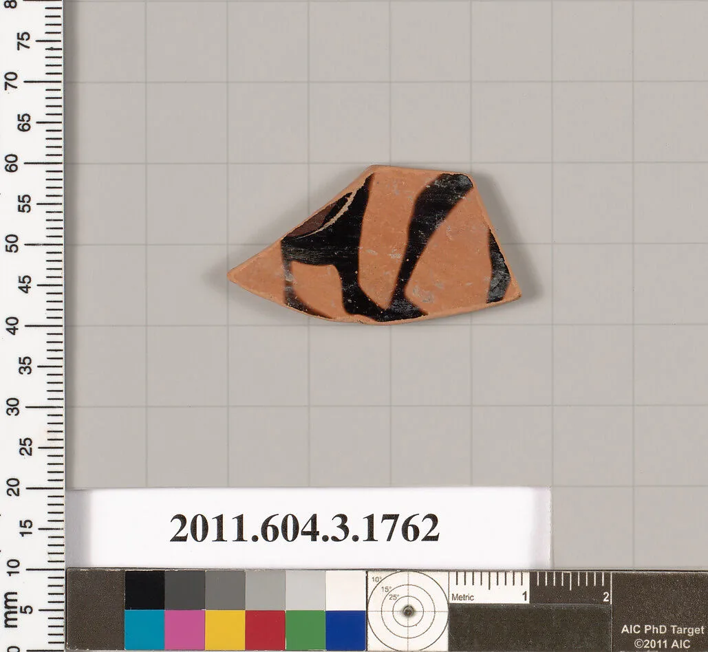 Terracotta fragment of a kylix: Band cup (drinking cup) — Unknown