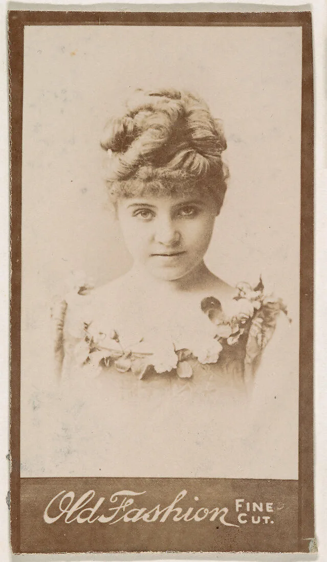 Actress wearing dress with floral neckline, from the Actresses series (N664) promoting Old Fashion Fine Cut Tobacco — Unknown