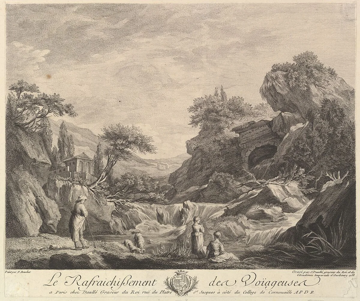 Traveling Women Drinking Water — Jean Daullé|François Boucher