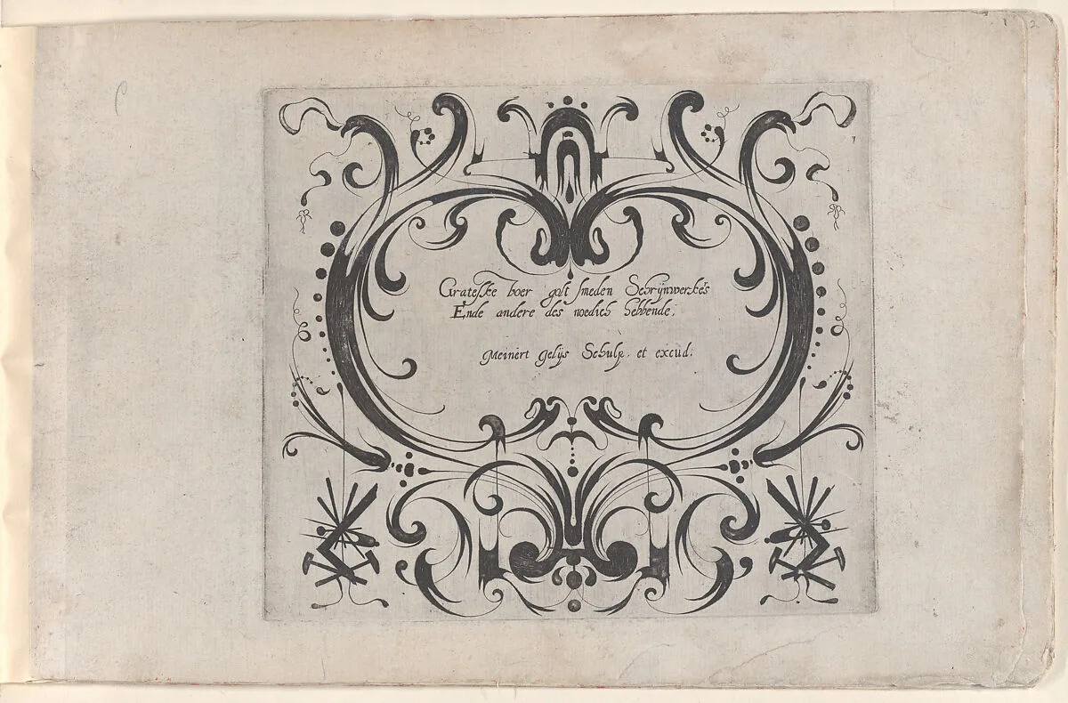 Title for the Print Series 'Grateske voer golt smeden Schrijnwerkers Ende andere des nodich hebbende' — Meinert Gelijs