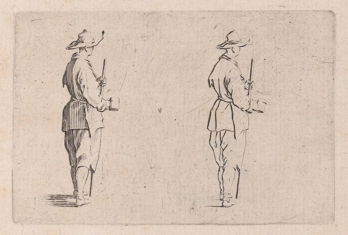 Le Paysan Tenant un Gobelet (The Peasant Holding a Cup), from Les Caprices Series B, The Nancy Set — Jacques Callot|Lorenzo de' Medici