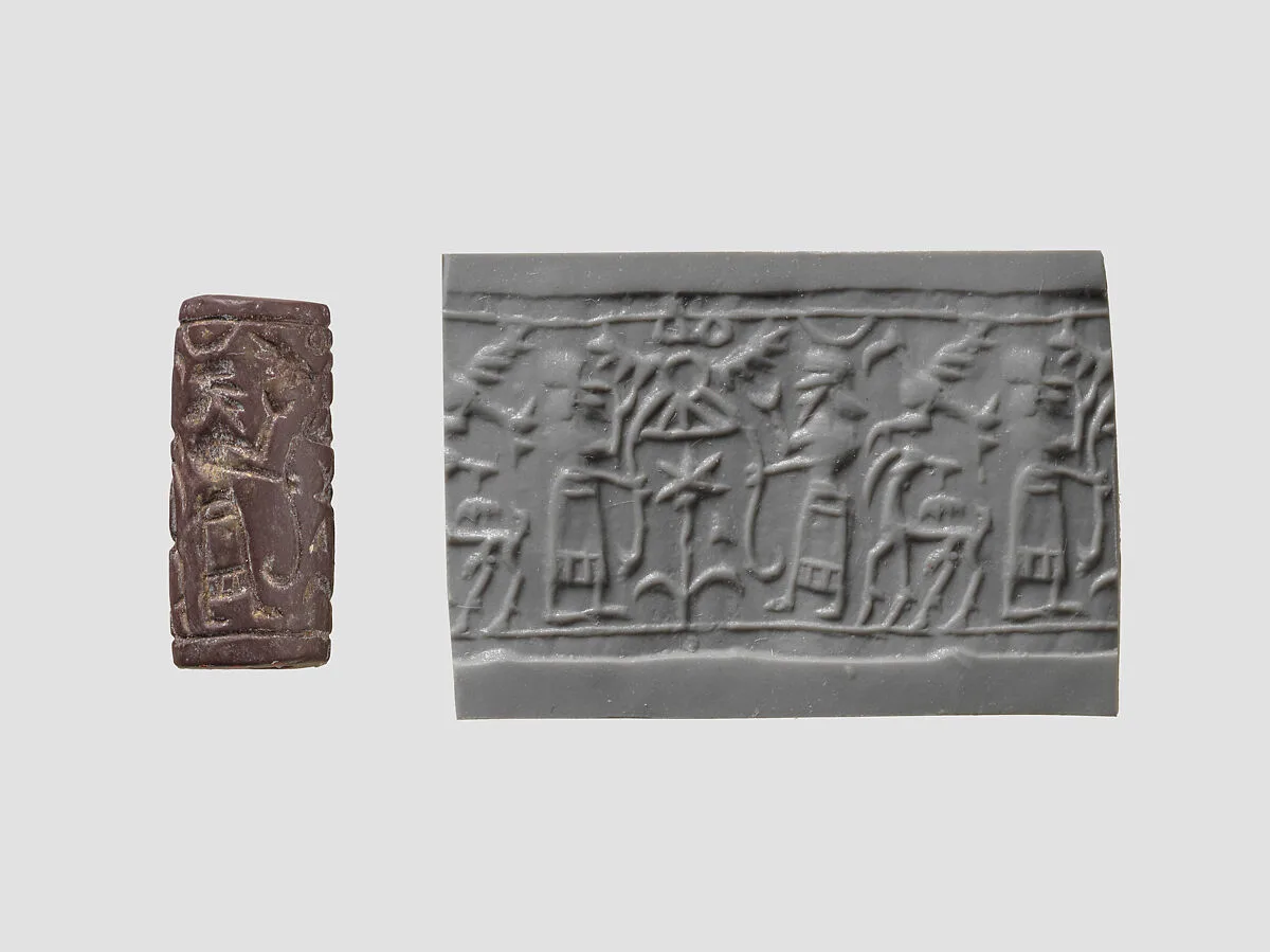 Cylinder seal with cultic scene — Unknown