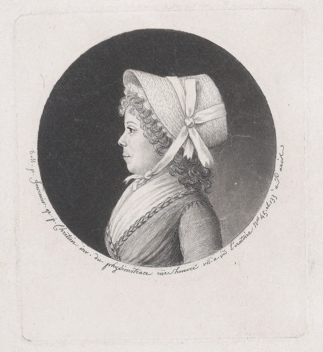 Portrait of a woman in a bonnet — Gilles Louis Chrétien|Jean Simon Fournier