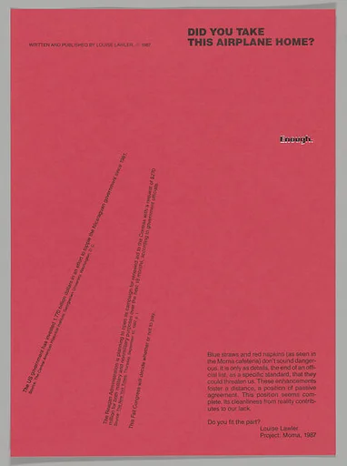 [Flyer for "Projects Series" Museum of Modern Art, New York City]