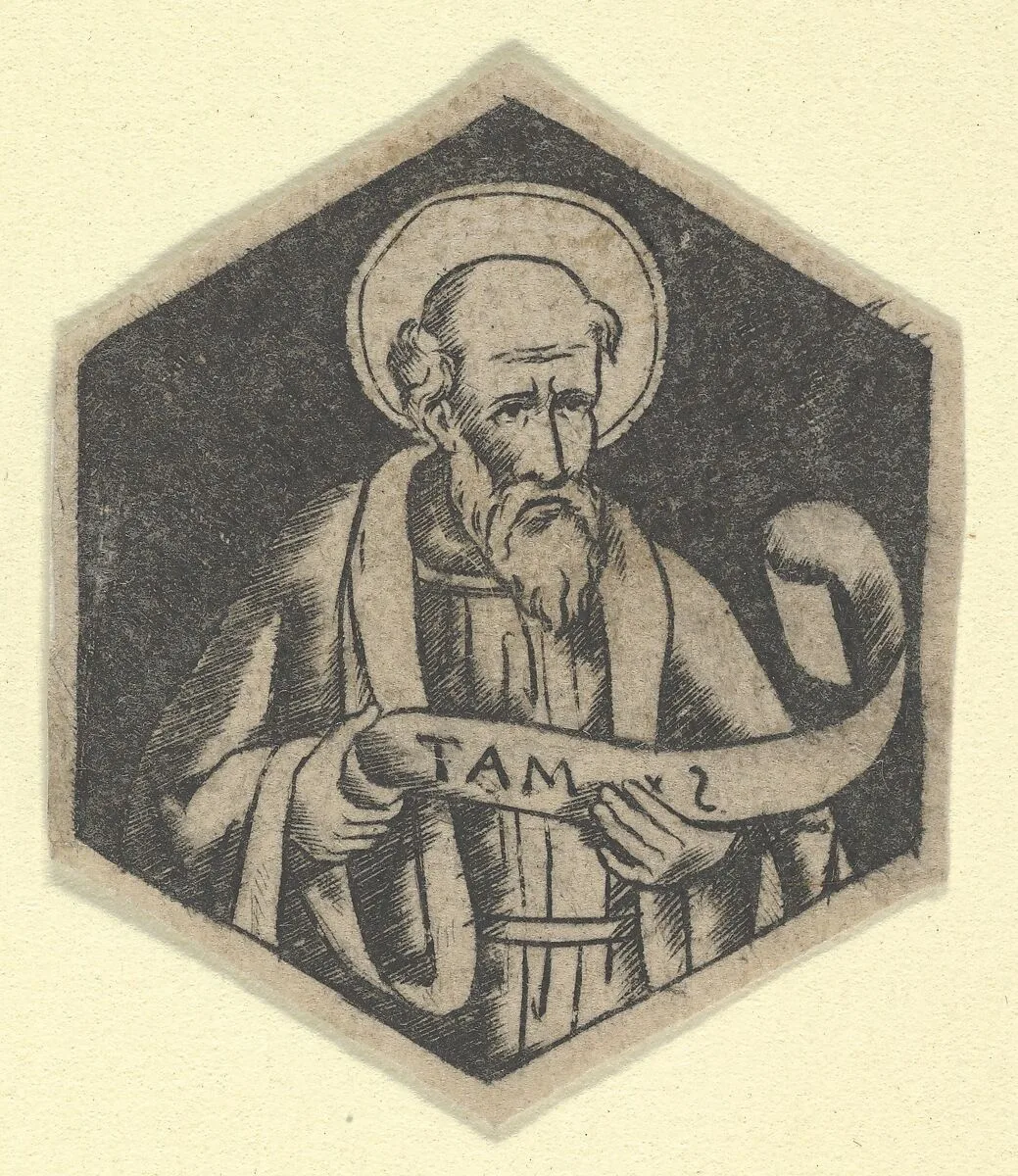 St Matthew the Evangelist, holding a banderole (possibly a modern impression) — Anonymous