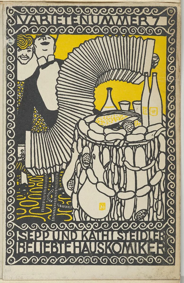 Variety Act 7: Sepp and Kathi Steidler, Popular House Comedians (Varietenummer 7: Sepp und Kathi Steidler, Beliebte Hauskomiker) — Moriz Jung|Wiener Werkstätte