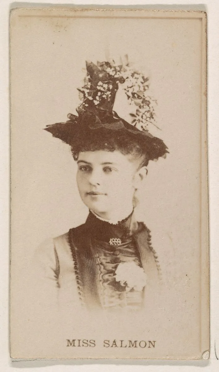 Miss Salmon, from the Actresses series (N245) issued by Kinney Brothers to promote Sweet Caporal Cigarettes — Kinney Brothers Tobacco Company