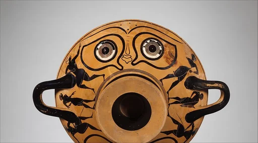 Terracotta kylix: eye-cup (drinking cup)