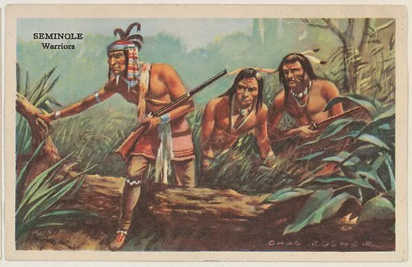 Seminole, Warriors, bakery card from the American Indian Tribes Scenes series (D39-1), issued by the Gordon Bread Company — Gordon Bread Company