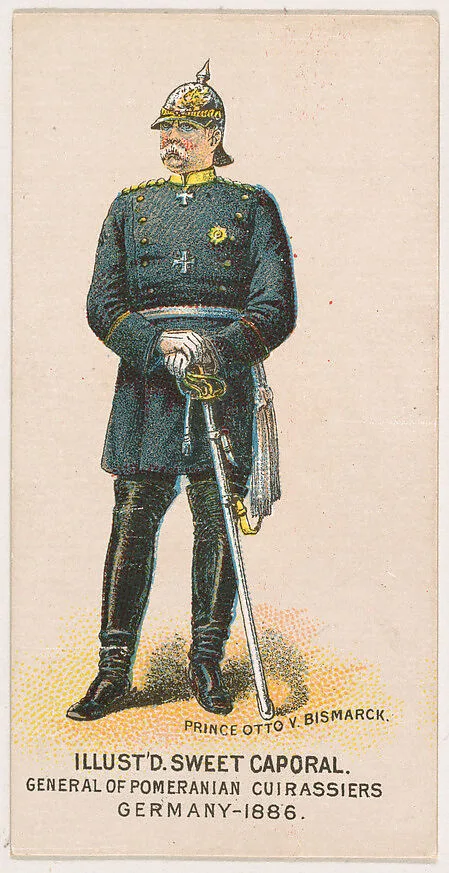 General, Pomeranian Cuirassiers, Germany, 1886, from the Military Series (N224) issued by Kinney Tobacco Company to promote Sweet Caporal Cigarettes — Kinney Brothers Tobacco Company