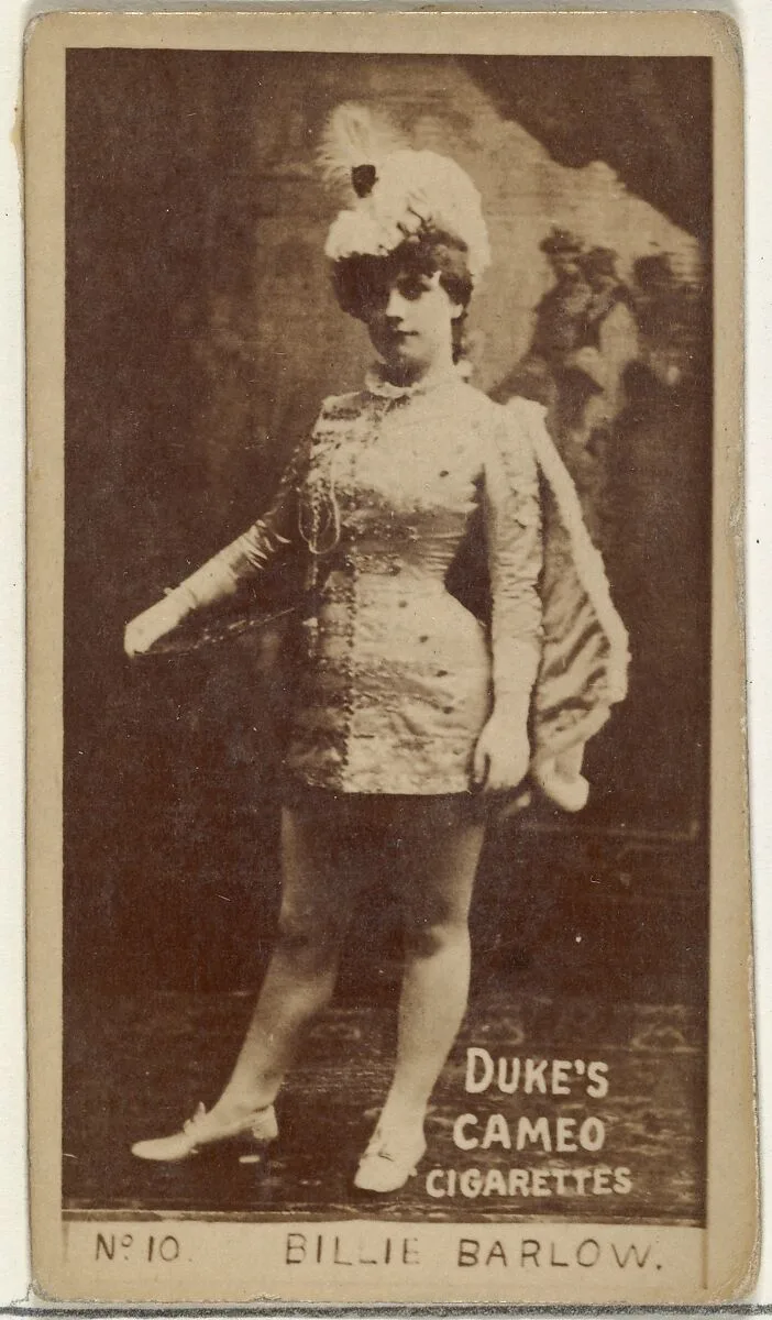 Card Number 10, Billie Barlow, from the Actors and Actresses series (N145-4) issued by Duke Sons & Co. to promote Cameo Cigarettes — W. Duke, Sons & Co.