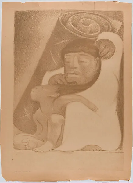 'Bed Time' a Mexican man combing his child's hair — Emilio Amero|Jean Charlot