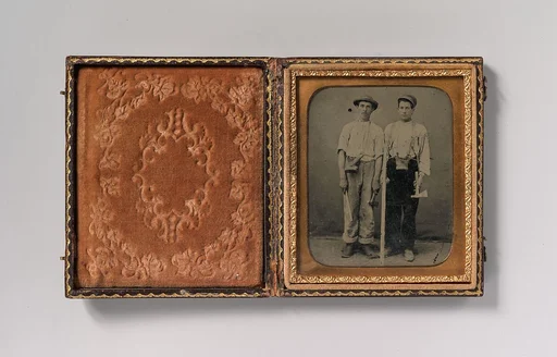 [Two Young Workmen with Hatchets]