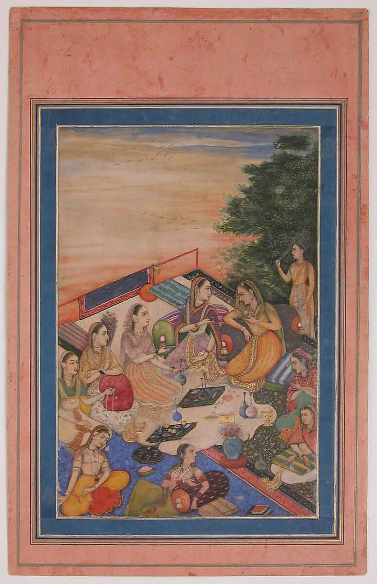 "Women Feasting on a Balcony", Folio from the Davis Album — Unknown