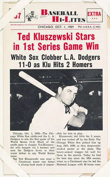 Ted Kluszewski #57 from Nu-Card Baseball Hi-Lites series (W460) — Nu-Card, Inc.