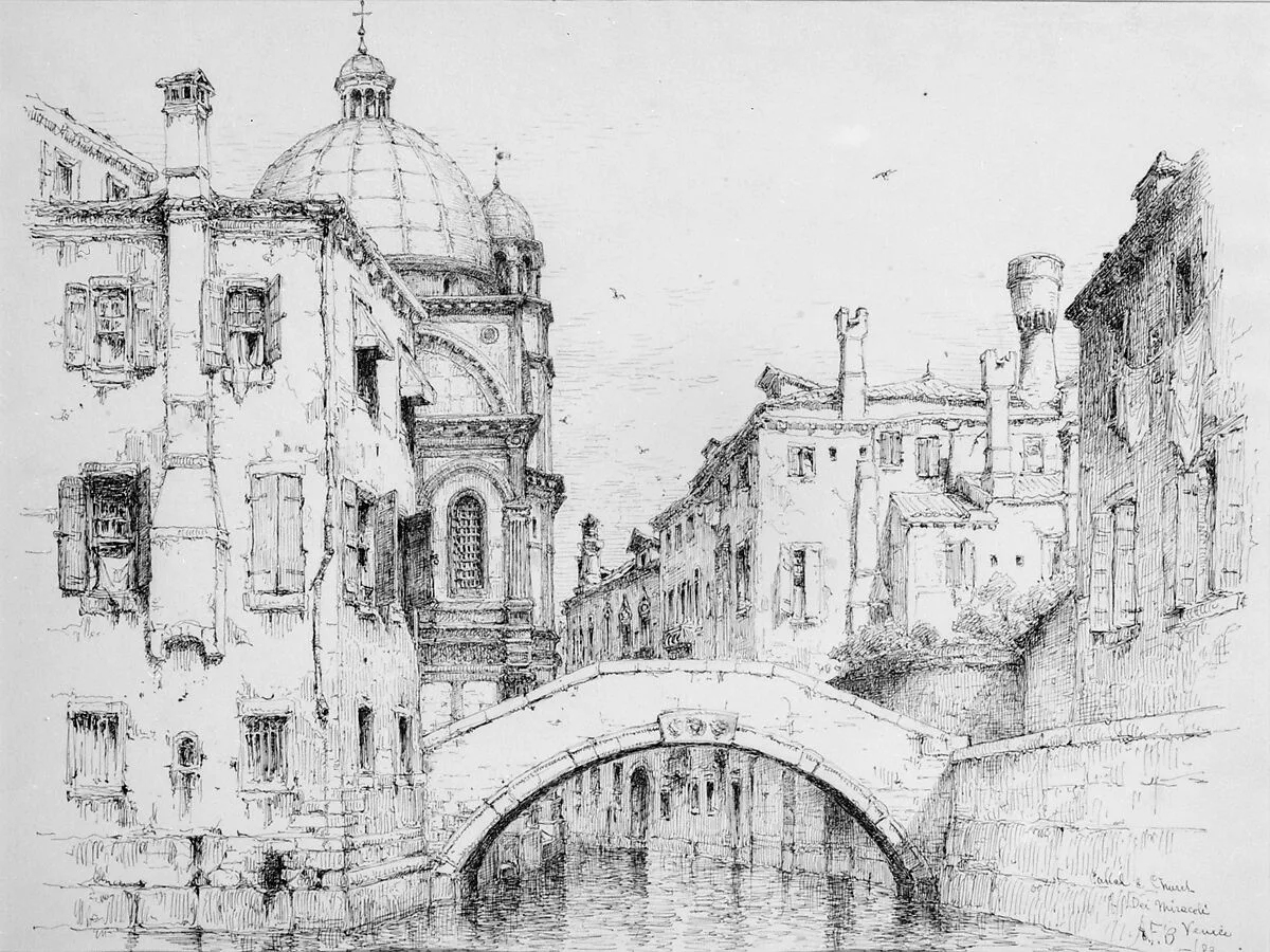 Canal and Church of Santa Maria dei Miracoli, Venice — Andrew Fisher Bunner