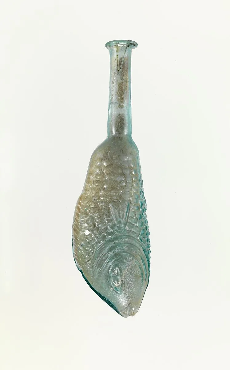 Glass bottle in the shape of a fish — Unknown