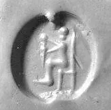 Stamp seal (scaraboid) with deity (?) — Unknown