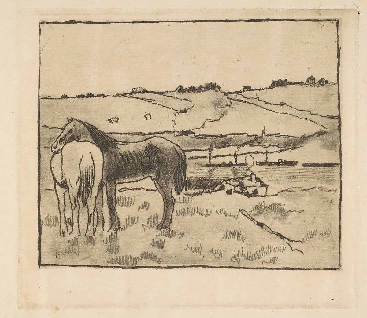 Horses in the Meadow — Edgar Degas