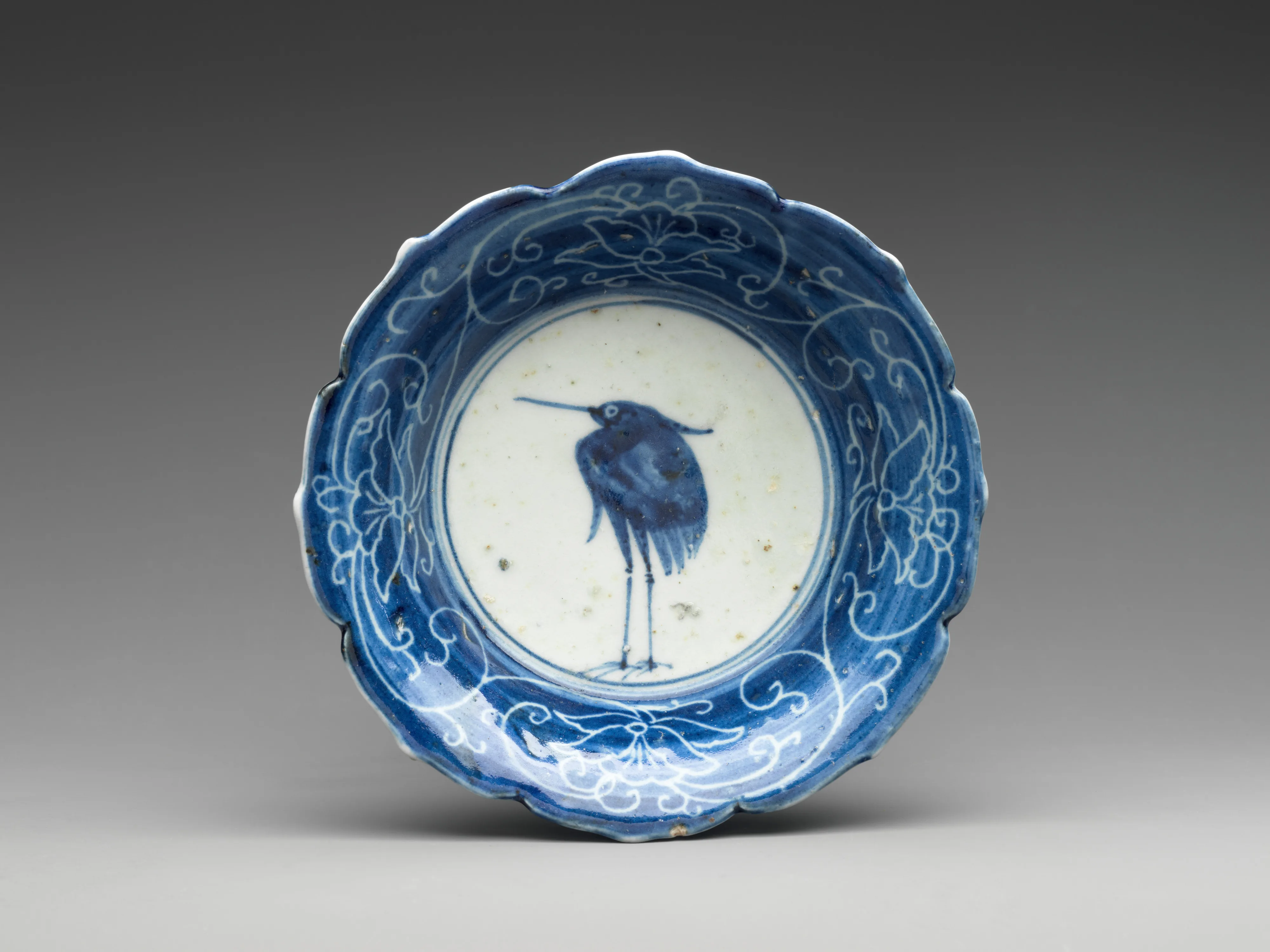 染付白鷺文鉢|Deep Dish with Egret (from a set of ten) — Unknown
