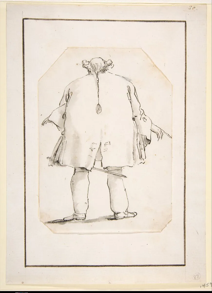 Caricature of a Fat Man, Seen From Behind — Giovanni Battista Tiepolo
