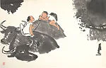 近代 李可染 水牛童子圖 軸|Children on Water-buffaloes — Li Keran