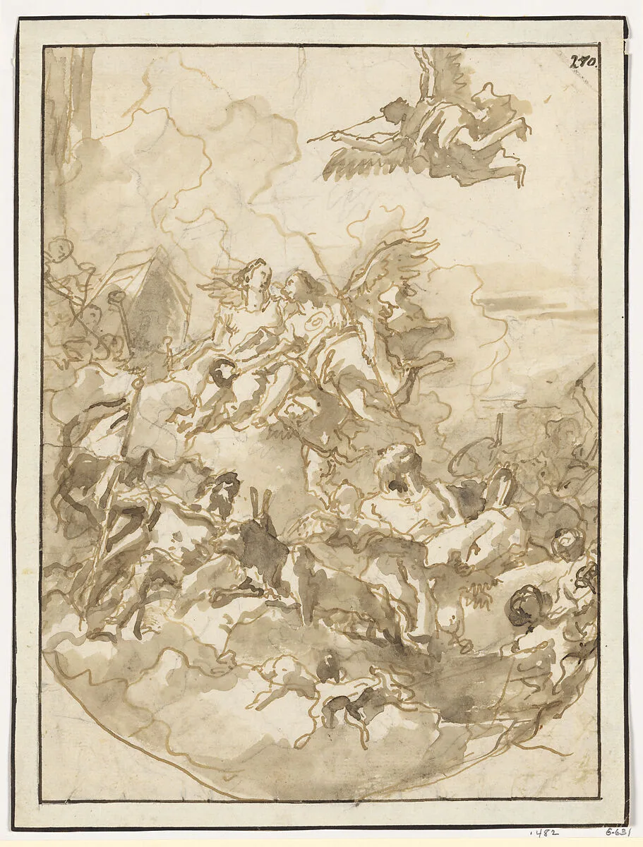 Sketch for a Ceiling with an Allegory of Fortitude and Wisdom — Giovanni Domenico Tiepolo