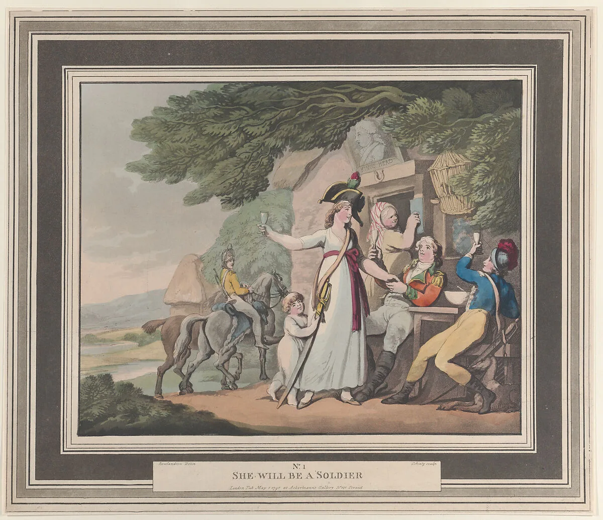 No. 1: She Will Be A Soldier — Rudolph Ackermann, London|Heinrich Joseph Schütz|Thomas Rowlandson