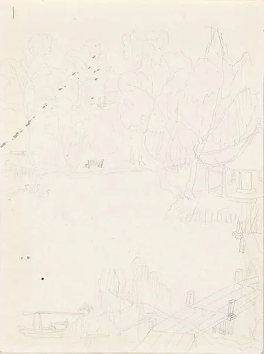 現代 謝稚柳 西湖小瀛洲畫稿 冊頁|West Lake, Hangzhou: Little Isle of the Immortals