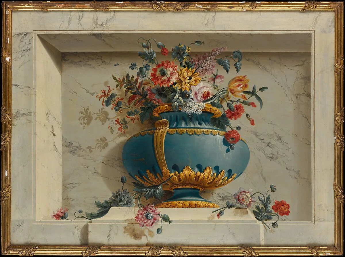 Vase of Flowers in a Niche — Michel Bruno Bellengé