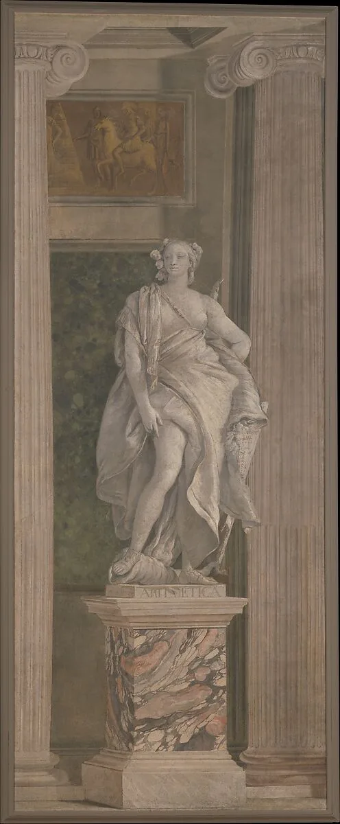 Allegorical Figure Representing Arithmetic — Girolamo Mengozzi (called Colonna)|Giovanni Battista Tiepolo