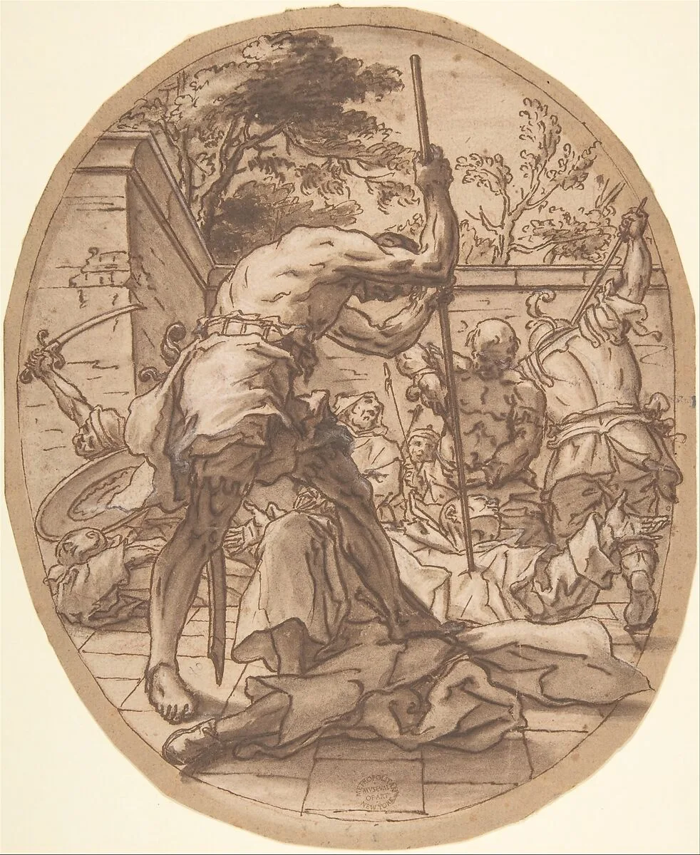 A Massacre — Anonymous, Italian, Roman-Bolognese, 17th century