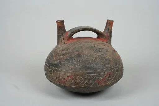 Double Spout and Bridge Bottle with "S" Designs