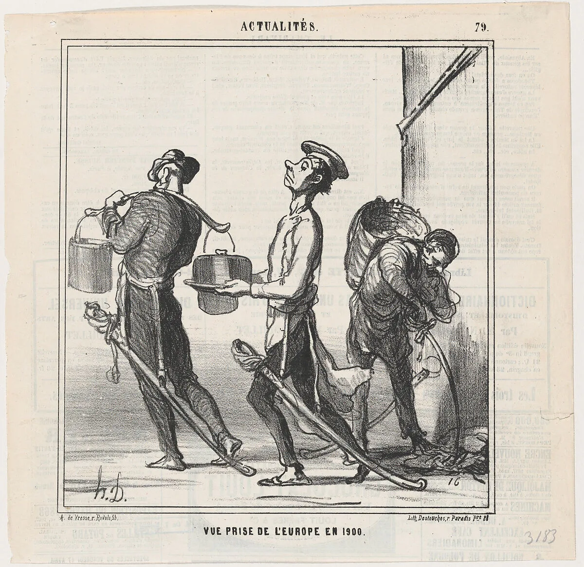 View of Europe in 1900, from 'News of the day,' published in Le Charivari, April 17, 1868 — Arnaud de Vresse|Destouches|Honoré Daumier