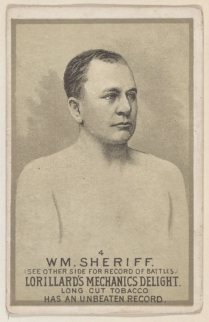 Card 4, William Sheriff, from the Prizefighters series (N269) issued by P. Lorillard Company to promote Mechanics Delight Long Cut Tobacco — P. Lorillard Company|Ballin & Liebler Lithography