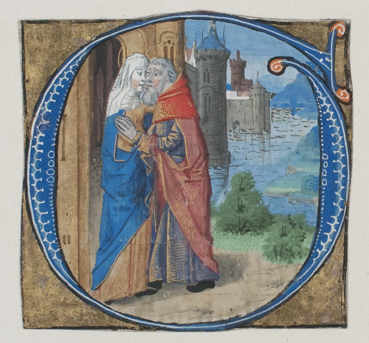 Manuscript Illumination with Joachim and Anna in an Initial G with Joachim and Anna, from a Missal — Unknown