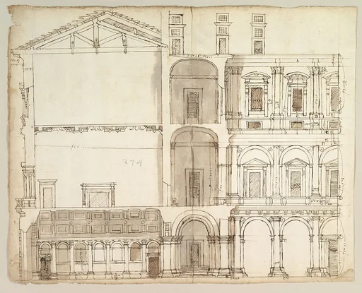 Palazzo Farnese, section (recto) blank (verso)