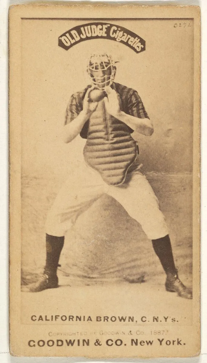 William "California" Brown, Catcher, New York, from the Old Judge series (N172) for Old Judge Cigarettes — Goodwin & Company