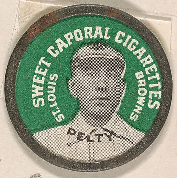 Pelty, St. Louis Browns (green), from the Domino Discs series (PX7), issued by Kinney Brothers — Kinney Brothers Tobacco Company