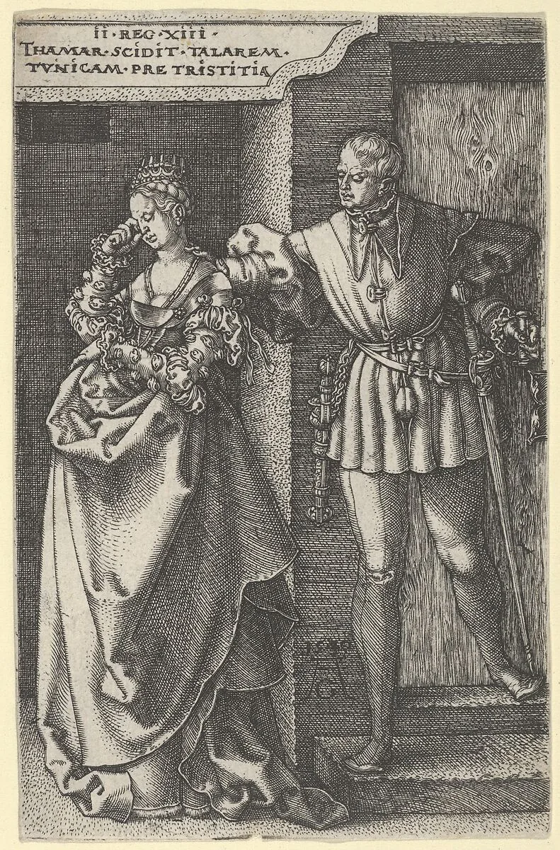 Tamar Turned Out of Amnon's House, from "The Story of Amnon and Tamar" — Heinrich Aldegrever