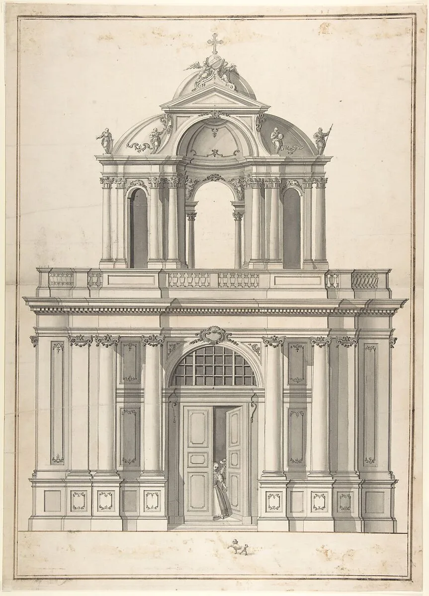 Design for the façade of a building — Anonymous, German, 18th century